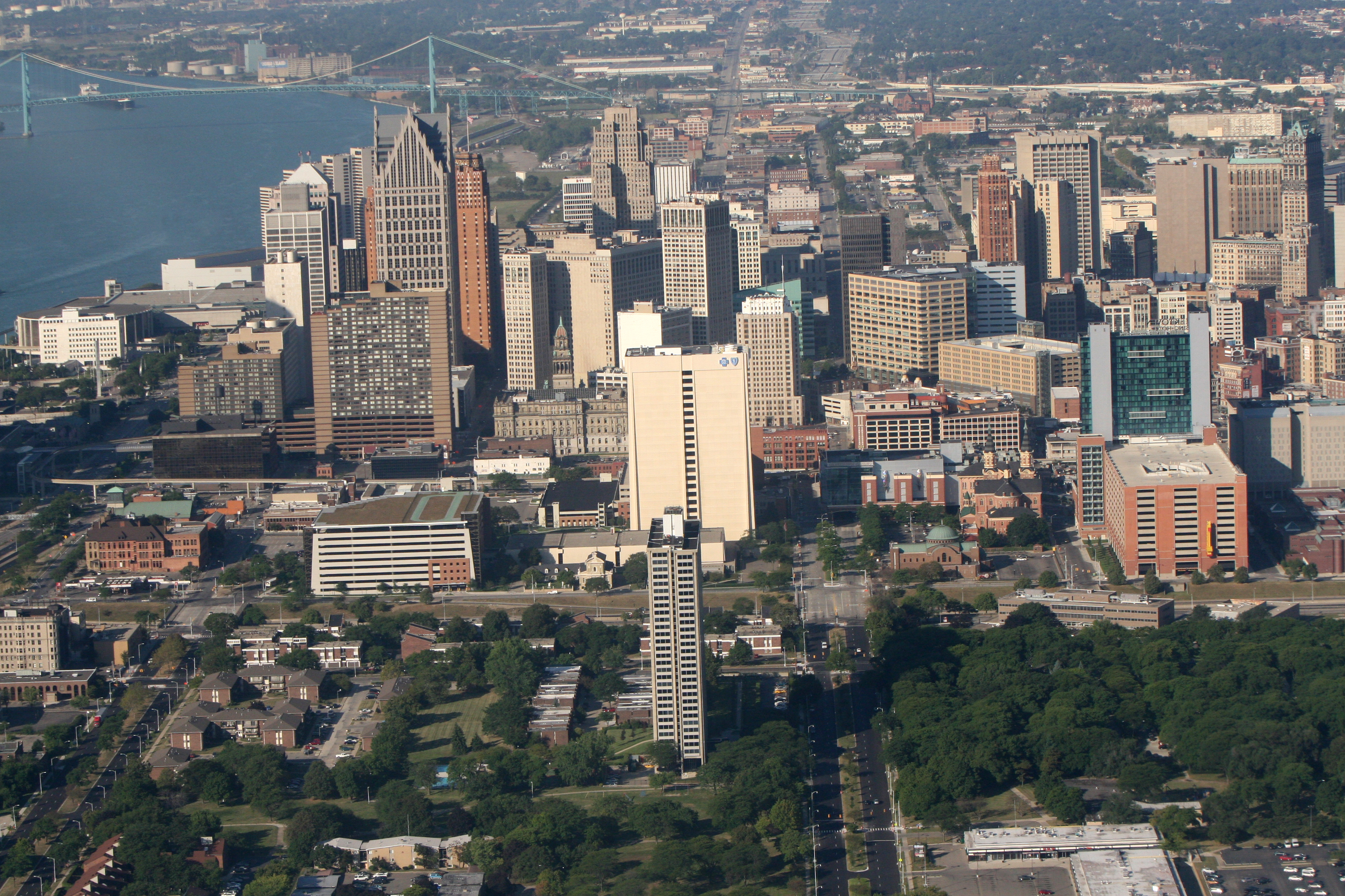 Downtown Detroit skyline and river